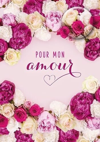 Amour - Carte double « Pour mon amour » avec badge magnétique