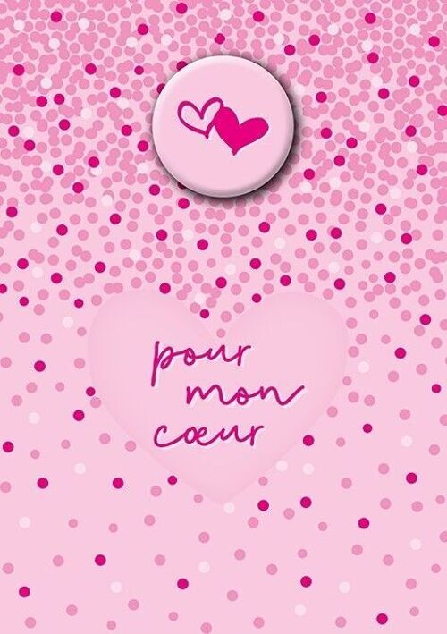 Amour - Carte double « pour mon coeur » avec badge magnétique