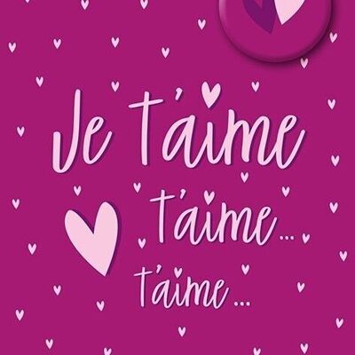 Amour - Carte double « Je'taime... » avec badge magnétique