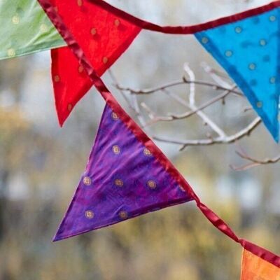 Handmade Recycled Sari Bunting -  Large Flags