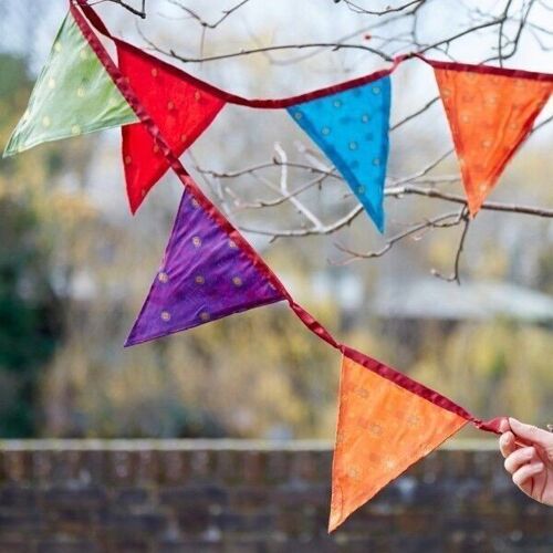 Handmade Recycled Sari Bunting - Small Flags
