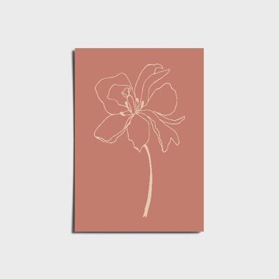 Minimal Copper Red Flower Poster a3