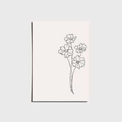 Botanical Flowers Grey Poster a3