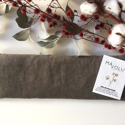 Organic cotton cherry pit cushion CORDUROY khaki - 35cm x 11cm