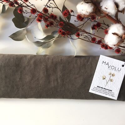 Organic cotton cherry pit cushion CORDUROY khaki - 35cm x 11cm