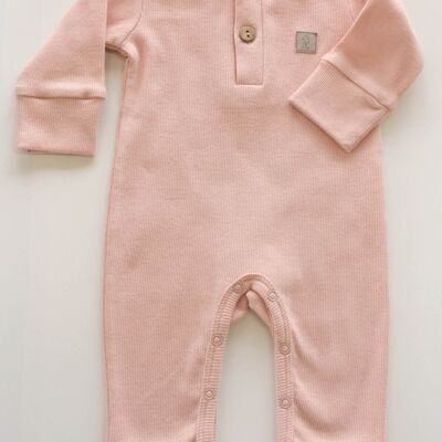 Ribbed organic cotton JUMPSUIT PINK