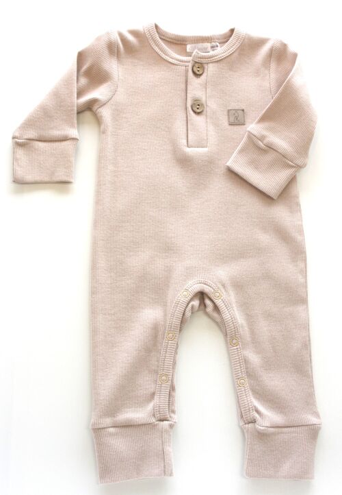 Ribbed organic cotton JUMPSUIT GREIGE