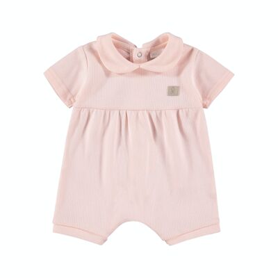 Ribbed organic cotton ROMPER PINK