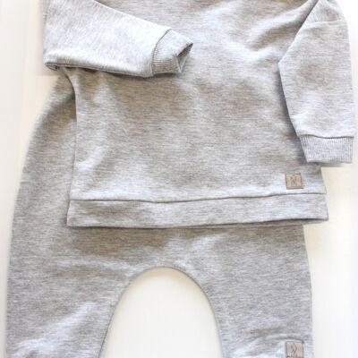 Bamboo french terry SET BABY TROUSERS WITH LONG SLEEVE SHIRT GREY