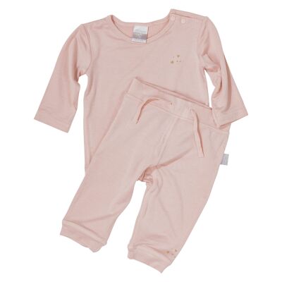 Jersey Bamboo SET BABY TROUSERS WITH LONG SLEEVE SHIRT PINK