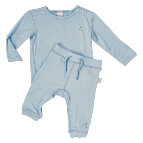 Jersey Bamboo SET BABY TROUSERS WITH LONG SLEEVE SHIRT LIGHT BLUE