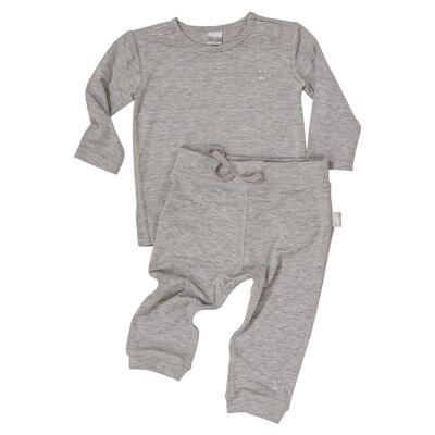Jersey Bamboo SET BABY TROUSERS WITH LONG SLEEVE SHIRT GRAY