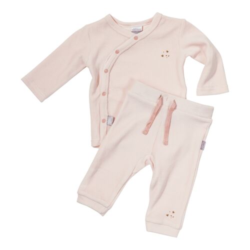 Bamboo chenille SET BABY TROUSERS WITH LONG SLEEVE KIMONO PINK