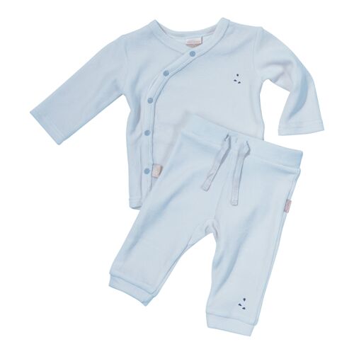 Bamboo chenille SET BABY TROUSERS WITH LONG SLEEVE KIMONO LIGHT BLUE