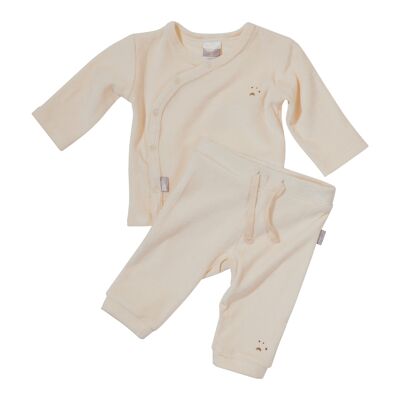 Bamboo chenille SET BABY TROUSERS WITH LONG SLEEVE KIMONO IVORY