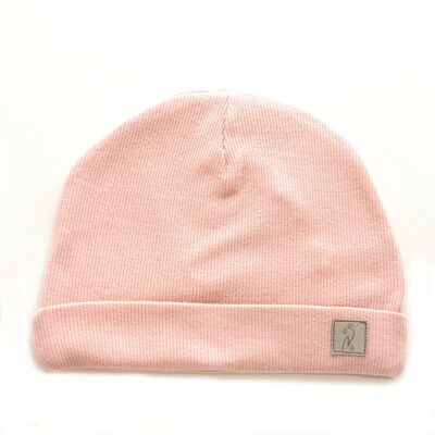 GORRO RECIÉN NACIDO GOTS algodón orgánico canalé 2 uds. Conjunto - ROSA