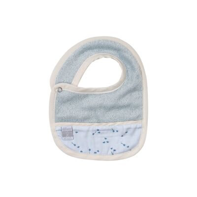 Bamboo sponge and organic cotton GOTS BABY FOOD BIB - BALLONS LIGHT BLUE