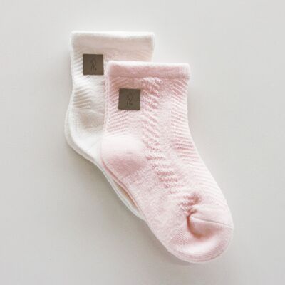 Organic cotton GOTS NEWBORN SOCKS 4 pcs. Set - WHITE + PINK