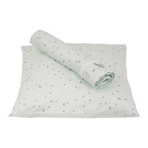 Sheet set for bed (top sheet + pillowcase) - GREEN TEA RAINBOW