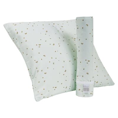Sheet set for cradle (top sheet + pillowcase) - GREEN TEA RAINBOW