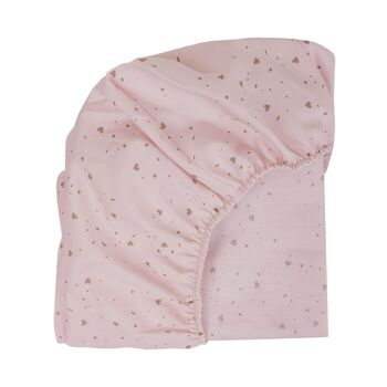 Drap housse pour matelas pour lit - COEURS ROSE