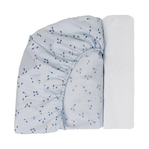 Sheet cover 2 pcs. for mattress for cradle (organic cotton + bamboo jersey) - LIGHT BLUE BALLOONS