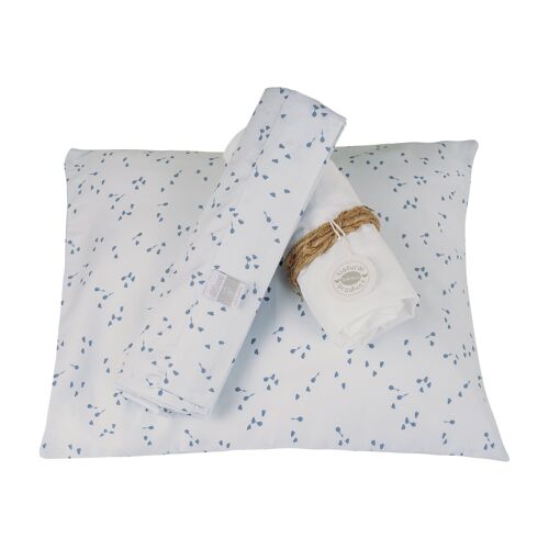 Sheet set 3 pcs.(top+cover for mattress+pillowcase) for YOU & ME cradle - LIGHT BLUE BALLOONS