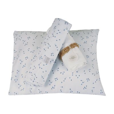 Sheet set 3 pcs. (Top + cover for mattress + pillowcase) for YOU & ME cradle - LIGHT BLUE BALLOONS