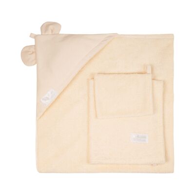 Maxi toalla de baño con esponja de bambú - CREMA