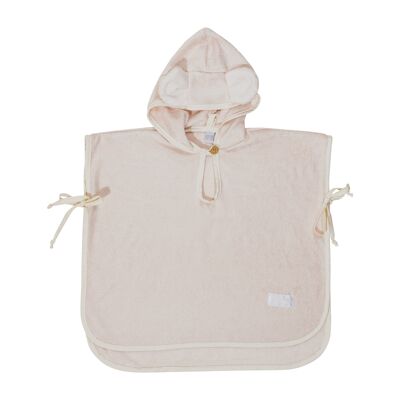 Drap de bain éponge bambou poncho 0-2 ans - ROSE