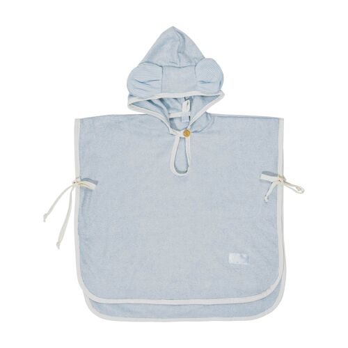 Poncho bamboo sponge bath towel 2-4 years - POWDER LIGHT BLUE