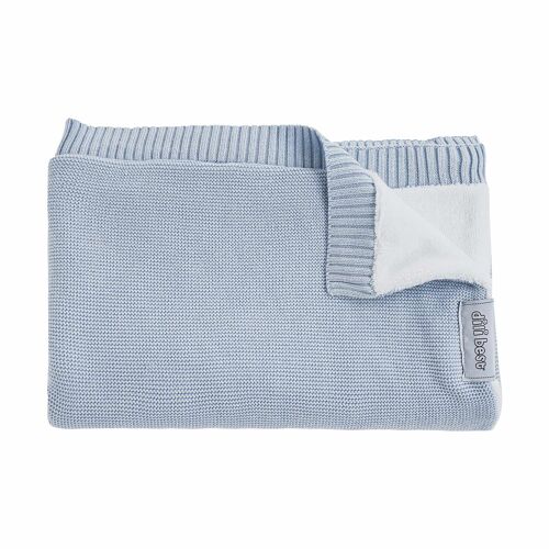 Cotton and Bamboo WINTER blanket for pram/cradle  -  POWDER  LIGHT BLUE
