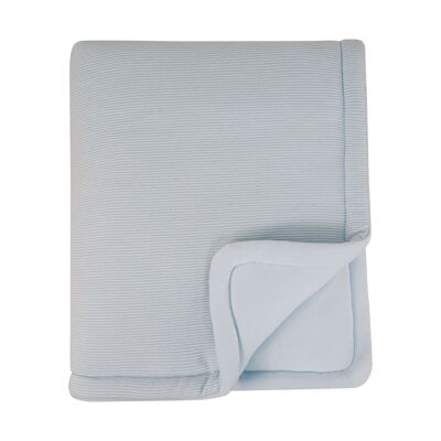 Jersey and chenille bamboo blanket for cradle - LIGHT BLUE POWDER