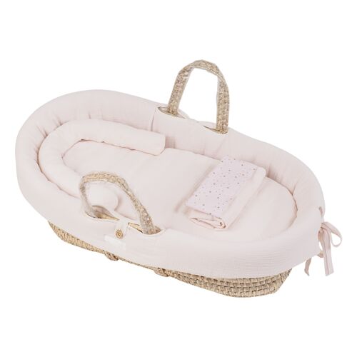 Palm baby basket with blanket - TALC PINK