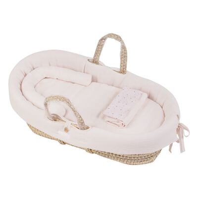 Panier bébé palmier avec couverture - TALC PINK