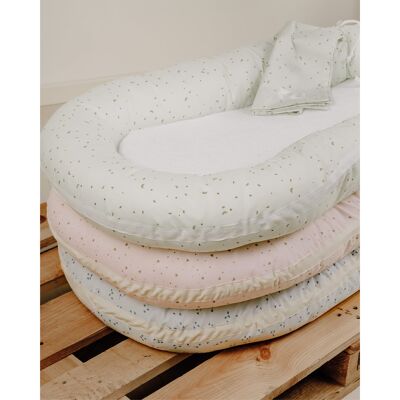 NANNADì organic cotton reducer with Bamboo sponge mattress and blanket - GREEN TEA RAINBOW