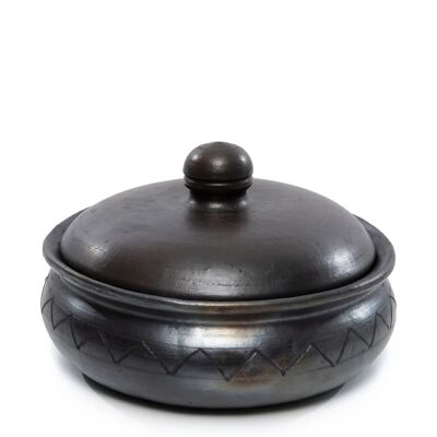 The Burned Curry pot With Pattern - Black