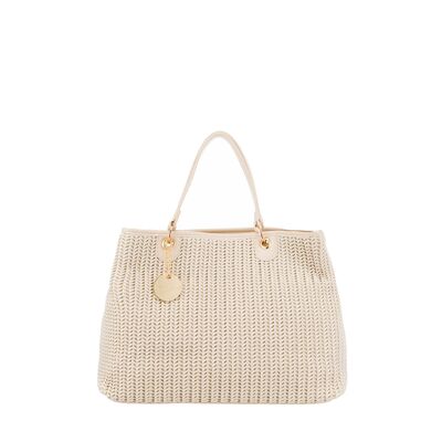 Woven Tote Bag Beige