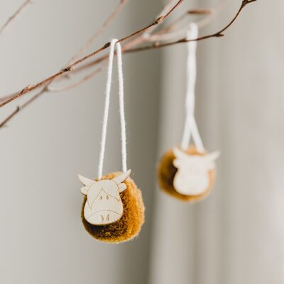 Highland Cow Pom Pom Hanging Decoration