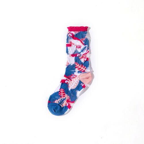 Parrot Sheer Socks - Pink Cuff