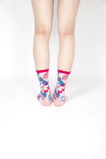 Chaussettes Parrot Sheer - Manchette Rose 4