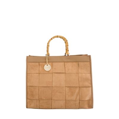 Big suede woven bag taupe