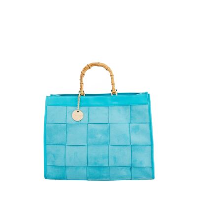 Big suede woven bag turquoise