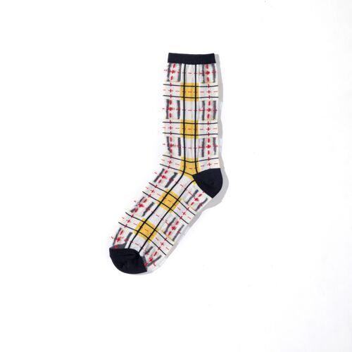 Tartan Sheer Socks - Yellow & Black