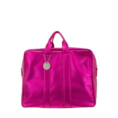 Big laminate handbag fuxia