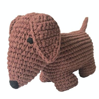 durable big dog dachshund Jackie made of cotton - brown - hand crocheted in Nepal - crochet big dog dachshund