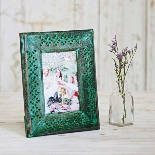 Green Antique Style Mango Wood Photo Frame