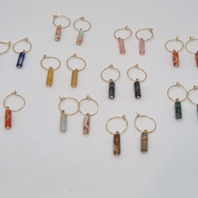 10 pairs of earrings - Hoops - Stone - Gold