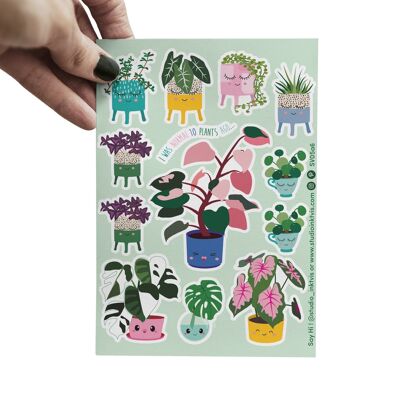 Stickerbogen Pflanzen mit Pink Princess, Monstera und Pilea