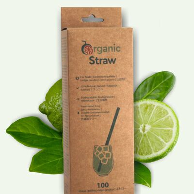 Disposable 100% VEGETAL straw - 20 cm - 100 straws